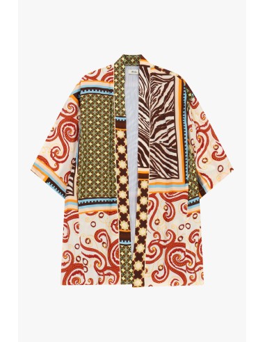 Casaco duster com padrão patchwork e manga ampla Dixie