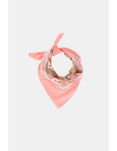 Lenço Quadrado Com Padrão Floral E Borda Contrastante Dixie