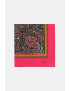 Lenço Quadrado Con Padrão Paisley E Borda Contrastante Dixie