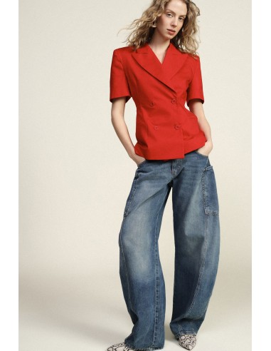 Blazer de abotoamento duplo, mangas curtas, corte sartorial Dixie