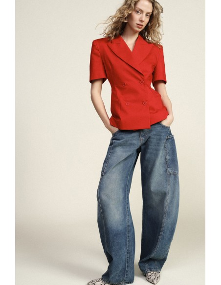 Blazer de abotoamento duplo, mangas curtas, corte sartorial Dixie