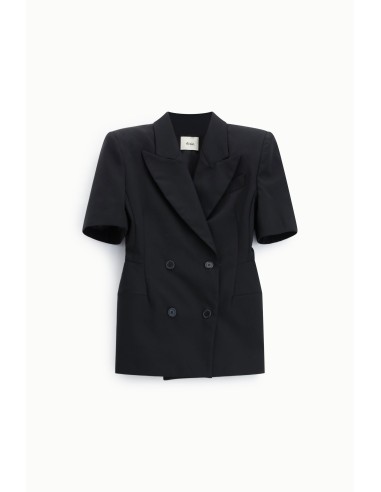 Blazer de duplo peito, mangas curtas, corte de alfaiataria Dixie