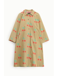 Casaco longo com estampa de cerejas e botões visíveis Dixie 2