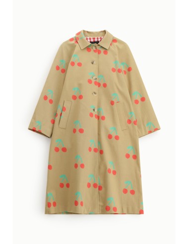 Casaco Comprido Estampa de Cerejas Botões Visíveis Dixie