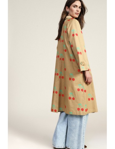 Casaco Longo Estampa de Cerejas Botões Visíveis Dixie