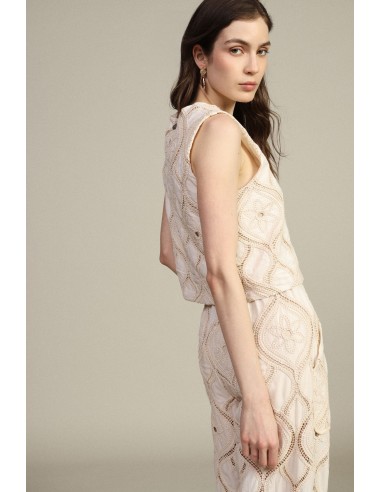 Colete curto bordado com fecho de nós Dixie