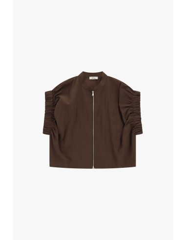 Bomber com mangas curtas franzidas fecho frontal Dixie
