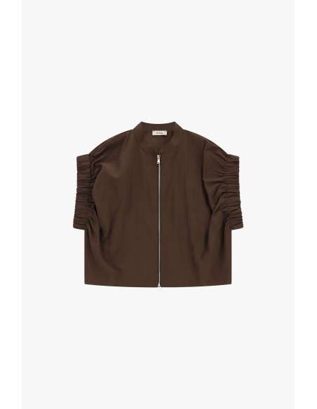 Bomber com mangas curtas franzidas fecho frontal Dixie