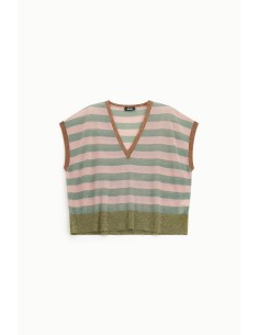 Camisola sem mangas às riscas com decote em V Dixie
