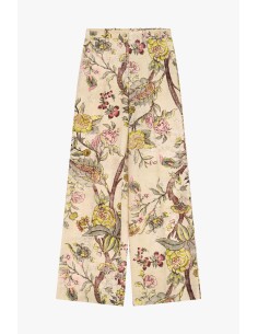 Calças palazzo com estampa floral e cintura alta Dixie 2