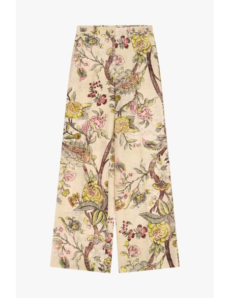 Calças Palazzo Estampa Floral Cintura Alta Dixie