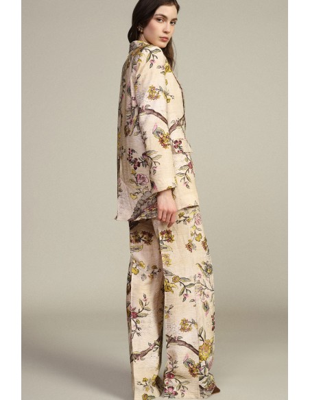 Calças Palazzo com Estampa Floral e Cintura Alta Dixie