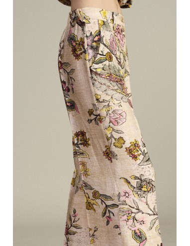 Calças Palazzo com Estampa Floral Cintura Alta Dixie