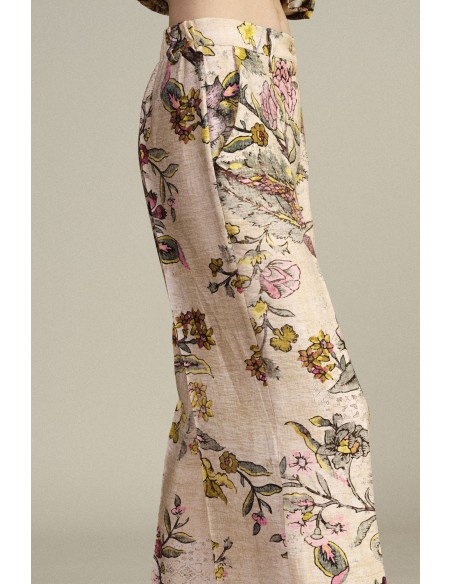 Calças Palazzo com Estampa Floral Cintura Alta Dixie