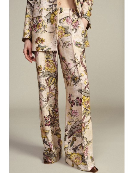 Calças Palazzo com Estampa Floral Cintura Alta Dixie