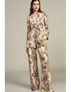 Calças palazzo com estampa floral e cintura alta Dixie