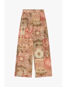 Calças Palazzo de Perna Larga com Estampado Patchwork Dixie