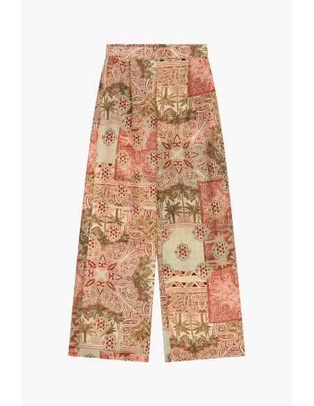 Calças Palazzo de Perna Larga com Estampado Patchwork Dixie