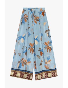 Calças Palazzo Estampadas com Cintura Alta e Cordão Dixie 2
