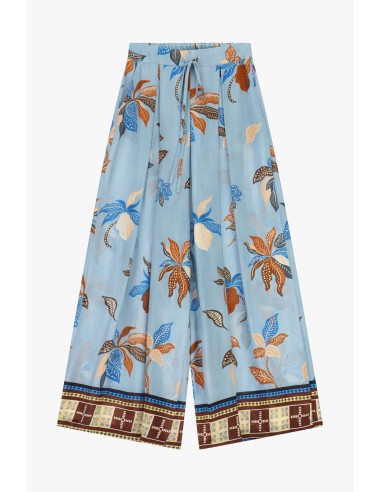Calças Palazzo Estampadas Com Cintura Alta E Cordão Dixie
