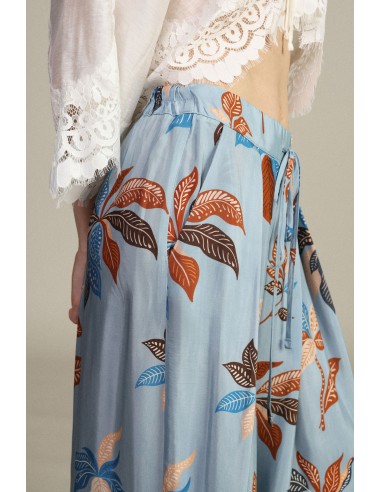 Calças Palazzo Estampadas Com Cintura Alta E Cordão Dixie