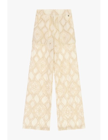 Calças Palazzo Bordadas Com Bolsos Aplicados Dixie
