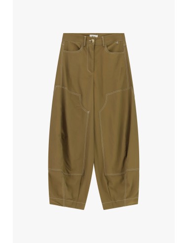 Calças Palazzo com Costuras Contrastantes e Bolsos Dixie