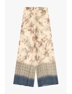 Calças Palazzo Estampa Floral e Bordas Geométricas Dixie 2