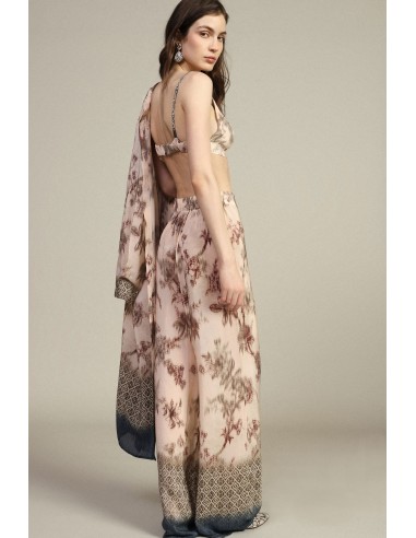 Calças Palazzo com padrão floral e bordas geométricas Dixie