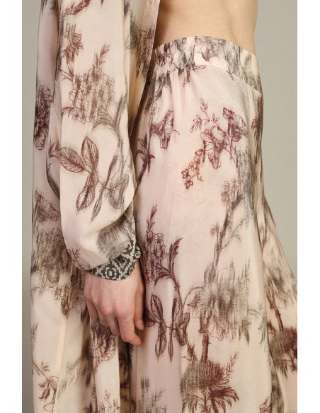 Calças palazzo com padrão floral e bordas geométricas Dixie