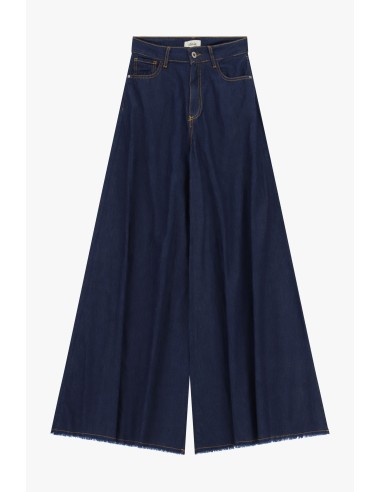 Calças Palazzo em denim com barra desfiada Dixie