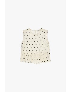 Top sem mangas com folhos e bolinhas Dixie