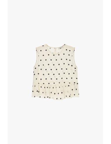 Top sem mangas com folhos e bolinhas Dixie