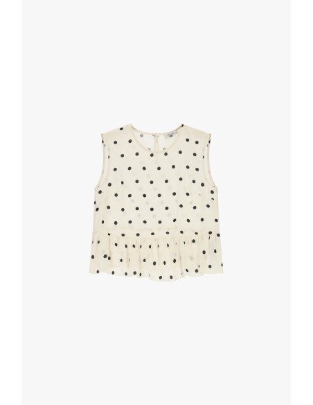 Top sem mangas com folhos e bolinhas Dixie