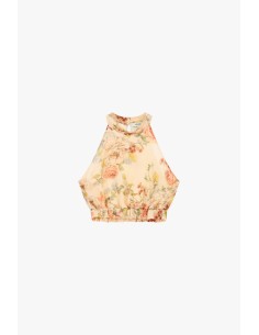 Top cropped estampado floral com elástico Dixie
