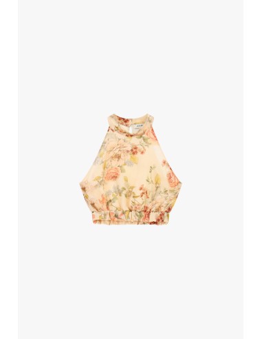 Top cropped estampado floral com elástico Dixie