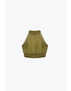 Top Curto Sem Mangas Com Decote Alto Dixie