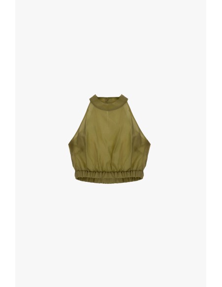 Top Curto Sem Mangas Com Decote Alto Dixie