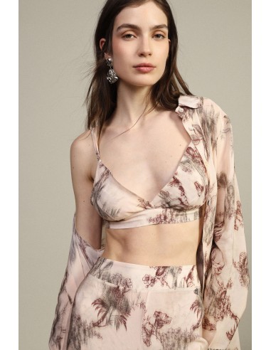 Top triangular com padrão botânico e alças finas Dixie