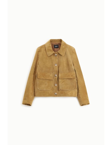 Casaco em Pele com Bolsos Frontais e Botões Dixie