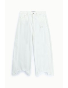 Calças palazzo de cintura alta com bainha desfiada Please 2
