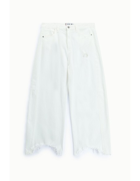 Calças Palazzo De Cintura Alta Com Barra Desfiada Please