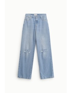 Jeans de perna larga com rasgões no joelho Please 2