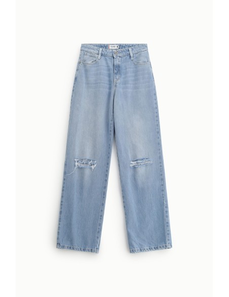 Jeans de Perna Larga com Rasgos nos Joelhos Please