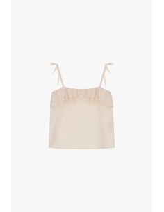 Top com alças finas e folhos frontais Please