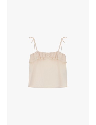 Top com alças finas e folhos frontais Please