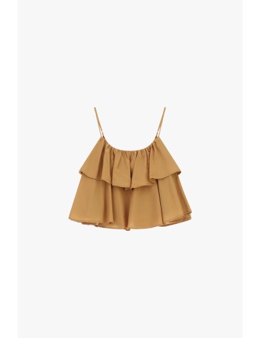 Top Com Alças Finas E Folho Duplo Please