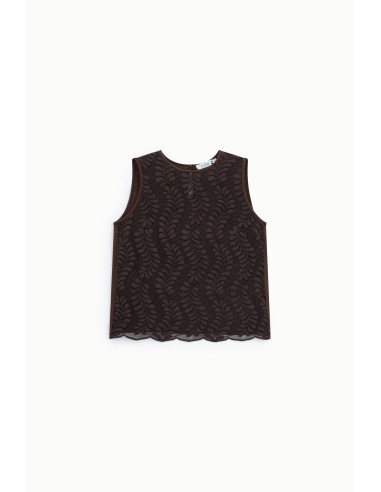 Top sem mangas com motivo bordado Please