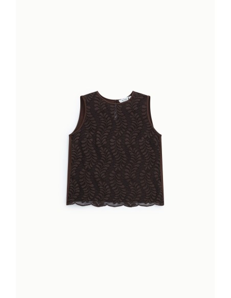 Top sem mangas com motivo bordado Please