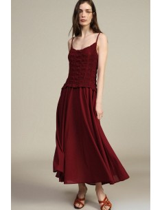 Vestido comprido com corpete franzido Dixie
